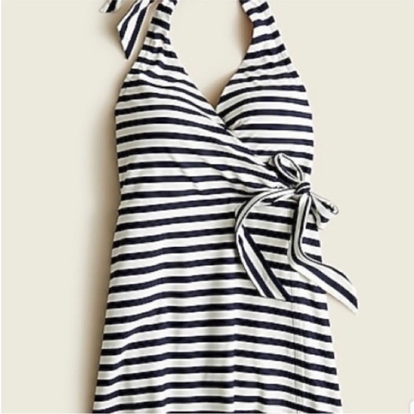 J. Crew Navy and White Striped One Piece Swimdress - Picture 2 of 6
